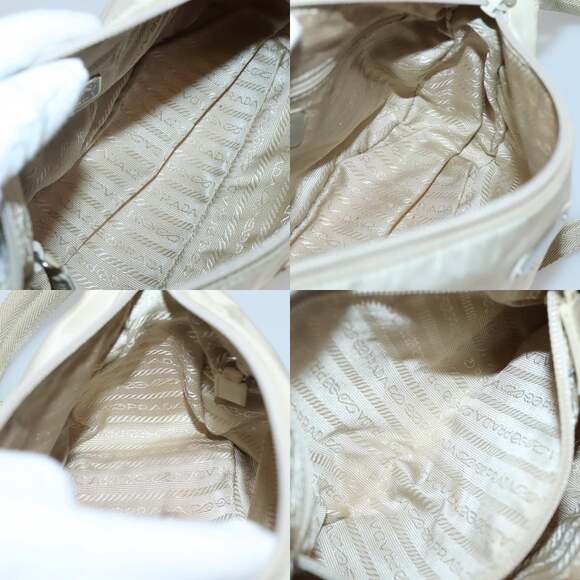 PRADA Shoulder Bag Nylon Beige Silver - Picture 12 of 12